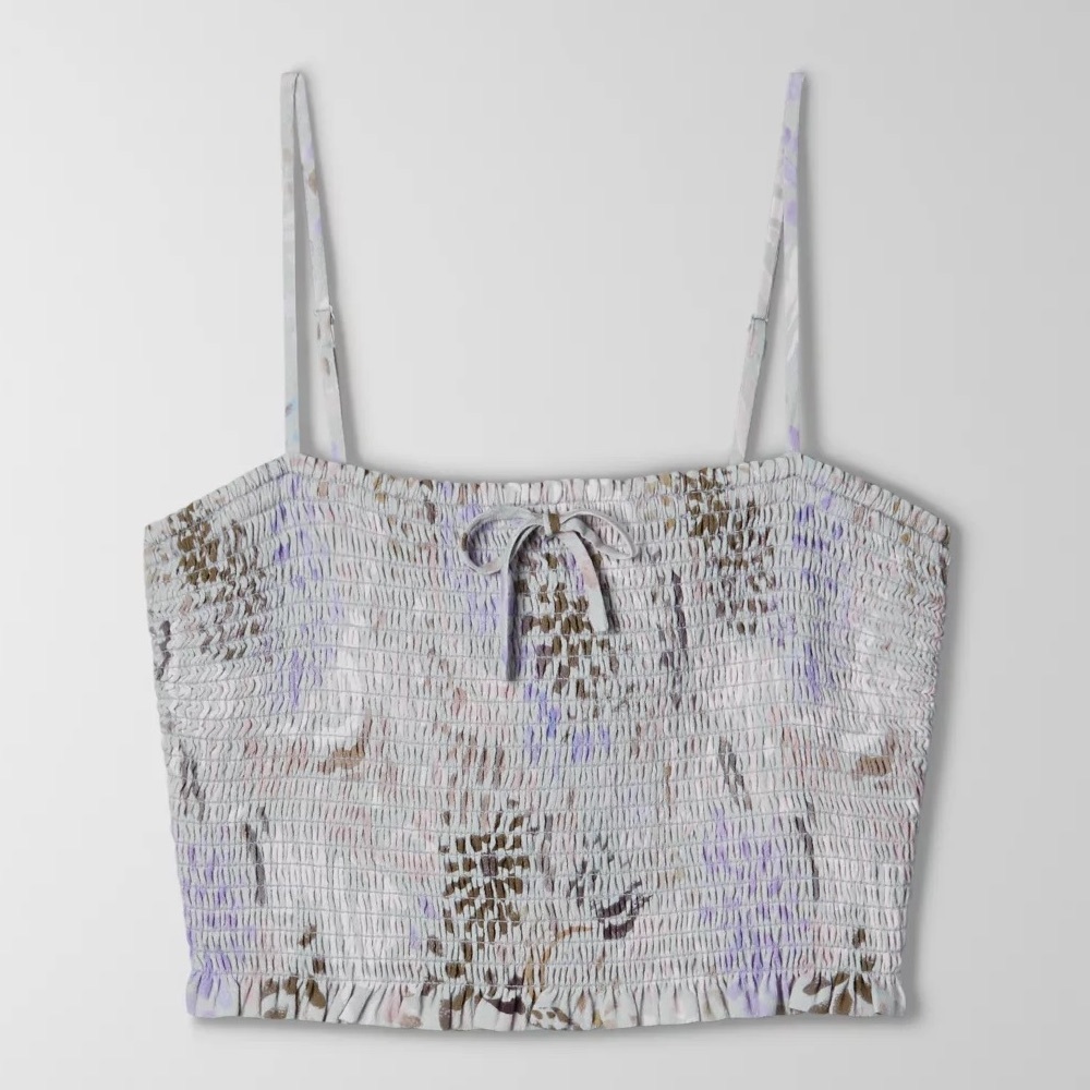 Wilfred Smocked Tank in Silver Sage/Gull Gry Size S